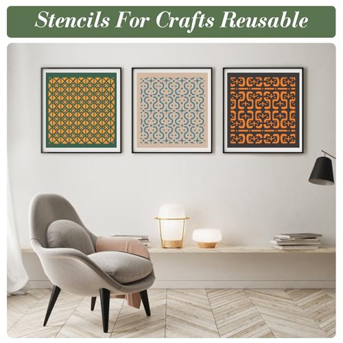 Geometric Texture Stencils for Crafts Reusable 25Pcs Stencils(5.9X5.9 Inch) - color: Texture 9