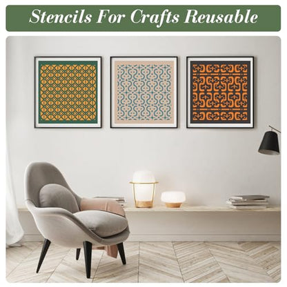 Geometric Texture Stencils for Crafts Reusable 25Pcs Stencils(5.9X5.9 Inch) - color: Texture 9