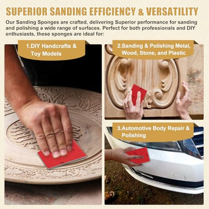 24pcs 2000Grits Sanding Sponge, Wet and Dry 4"x2.75" Sanding Block, Reusable Sand Paper for Metal Wood Drywall Walls Stone Automotive Paint Plastic DIY (2000 Grits) - size: 2000 Grits