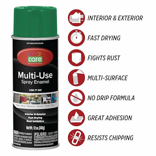 Spray Paint, 12 oz, 4-Pack (Gloss Dark Green) – All-Purpose, Indoor & Outdoor, Rust Resistant, for Wood, Metal, Plastic & Masonry - color: Dark Green