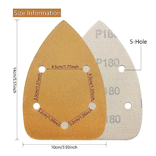 50 Pack Mouse Sander Sandpaper, Sanding Pads for 5.5'' Detail Sanders, Hook and Loop Sandpaper Detail Sander Palm Sander Sandpaper for Wood Furniture Sanding Refinishing (180 Grit) - style: 180 Grit