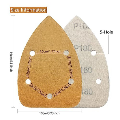 50 Pack Mouse Sander Sandpaper, Sanding Pads for 5.5'' Detail Sanders, Hook and Loop Sandpaper Detail Sander Palm Sander Sandpaper for Wood Furniture Sanding Refinishing (180 Grit) - style: 180 Grit