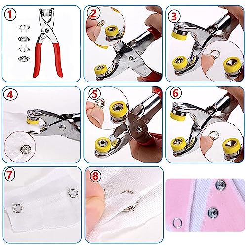 GTAAOY 9.5 mm Metal Snap Buttons with Snap Pliers, 200 Sets / 800 pcs - style: Silver Hollow Prong Snaps-200set