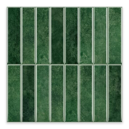 10 Sheets Thicker Design Peel and Stick Backsplash, Self Adhesive Wall Tiles, Stick on Backsplash for Kitchen and Bathroom, 11.8"x11.8", Green - color: Green