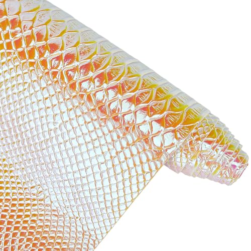 53 x 11.8 Inch Glossy Mirrored Vinyl Fabric Gold Snake Skin Embossed PU Leather Sheets Snake Textured Holographic Synthetic Faux Leather Rolls for DIY Crafts Making Furniture Cover - color: Gold