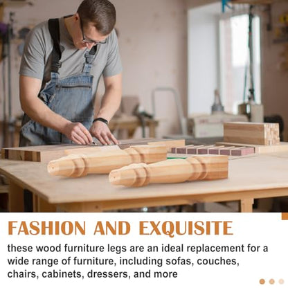 Threehoney 4 Pcs Wooden Farmhouse Table Legs, 14" x2.2'', Round - color: Round, size: 14"x2.2''