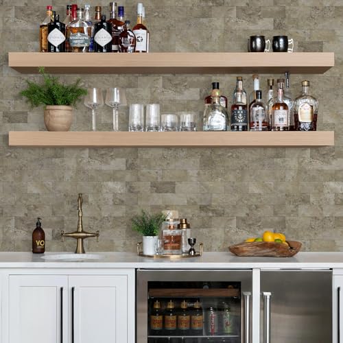 STICKGOO 10-Sheet Subway Tile Peel and Stick Backsplash, Rust Slate - color: Rust Slate