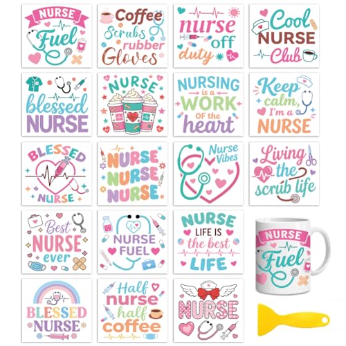 Peacoblue Nurses' Day Text Rub On Transfers for Craft, Transfer Sticker - style: Nurses' Day Text