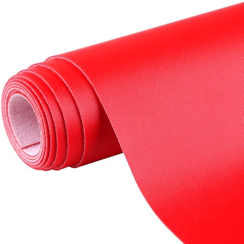Ramya 16x54 Inch Smooth Faux Leather Sheet,Used for Different DIY Process Projects, Leather Earrings,Upholstery, Leather Roll in Multiple Colors (Red) - color: Red