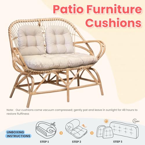 Wicker Chair Cushions 3 Piece Set, Waterproof Outdoor Cushion for Patio Furniture, Loveseat and U-Shaped Wicker Furniture Cushions, Khaki - color: Khaki