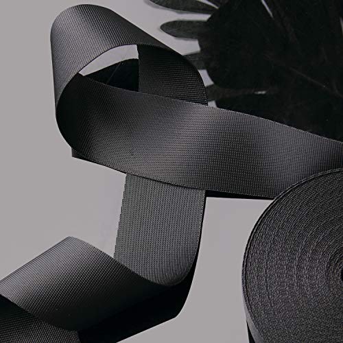 JIAKAI 1 Inch Wide 10 Yards Nylon Webbing Strap，Polypropylene Straps for Bags, Hammocks, Outdoor Climbing and DIY Making Luggage Strap, Pet Collar, Backpack Repairing（Black） - size: 1Inch