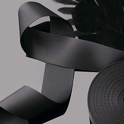 JIAKAI 1 Inch Wide 10 Yards Nylon Webbing Strap，Polypropylene Straps for Bags, Hammocks, Outdoor Climbing and DIY Making Luggage Strap, Pet Collar, Backpack Repairing（Black） - size: 1Inch