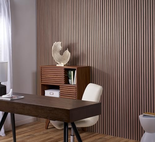 ZETY HOME Acoustic Wood Wall Panels, Slat 4-Pack, 94.5 in, Walnut - color: Walnut
