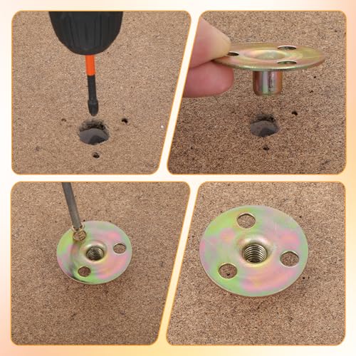 4 Sets Furniture Leg Mounting Plates 5/16 Furniture Leg Mounting Plates Three Hole Cylindrical Plate with 12 Screws Cylindrical Plate Nut T Nuts for Sofa Chair Cabinet Couch Strengthen Weak Feet