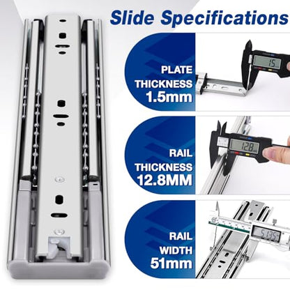YENUO Heavy Duty Soft Close Drawer Slides Full Extension 12-32 Inch 145 Lb - size: 22 Inch