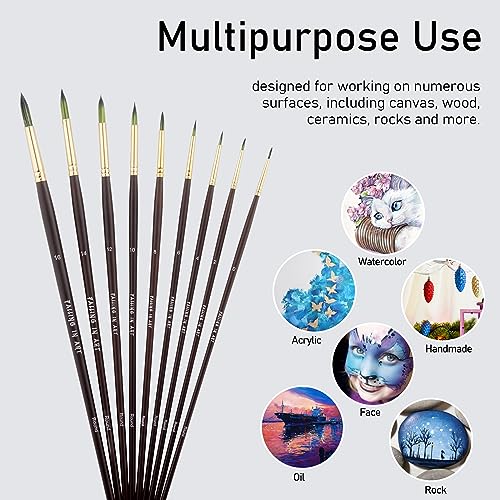 Falling in Art 9 PCS Long Handle Round Paint Brushes Set - style: Round