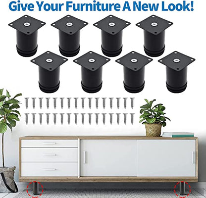 Stainless Steel Adjustable Furniture Legs 3 Inch - Black - 8pcs - color: Black, size: 3"