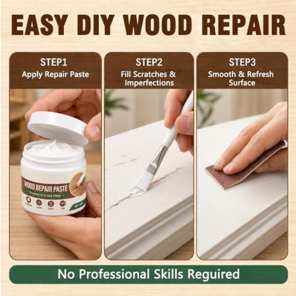2Pcs Wood Repair Paste For Furniture and Floor,Easy Wooden Furniture Repair Kit,Quickly Repair Scratches and Dents on Wooden Furniture,Suitable For Doors,Floors,Cabinets(White,Brown)