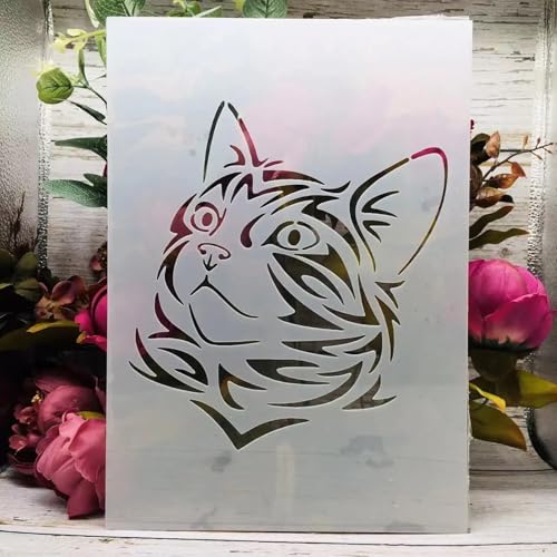 TIAMECH A4 Reusable Cute Cat Stencil for Painting - style: Cute Cat