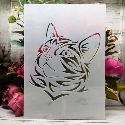 TIAMECH A4 Reusable Cute Cat Stencil for Painting - style: Cute Cat