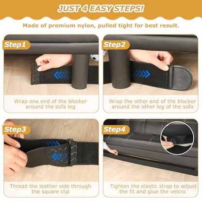 Under Couch Blocker 3" x 13 ft, Elastic Sofa Gap Bumper for Straight-Leg - size: Small