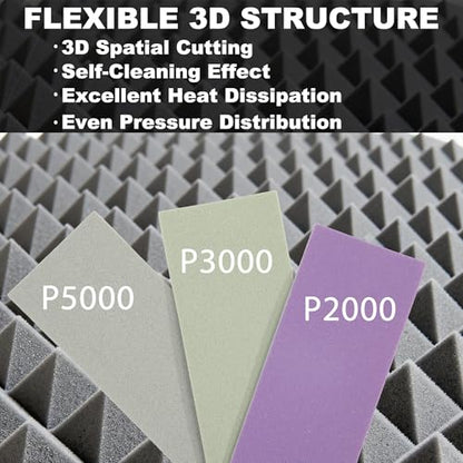 Performance Foam Sandpaper Sheets: 3Pcs, 2000 3000 5000 Assorted Grit
