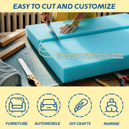 High Density Upholstery Foam Padding Thick 1/2"X24"X74" Gel Memory Foam - color: Blue, size: 24*72*0.5 IN