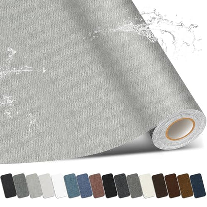 Fabric Repair Patch, Self Adhesive Couch Tape for Cloth Furniture - color: Linen Grey, size: 17X79 Inch