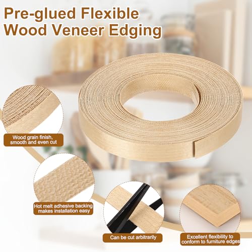 uxcell 3/4" x 49 ft Wood Edge Banding Pre-Glued Iron On Edging Strip Maple - color: Maple, size: 3/4" x 49 ft