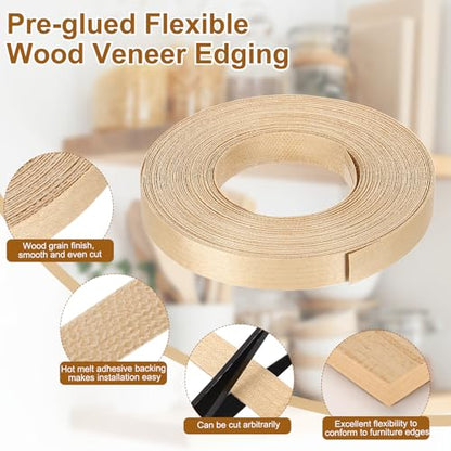 uxcell 3/4" x 49 ft Wood Edge Banding Pre-Glued Iron On Edging Strip Maple - color: Maple, size: 3/4" x 49 ft