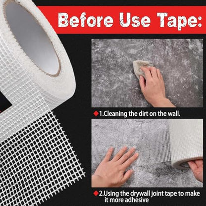 Single Roll Drywall Tape 6" Wide X 82 FT Heavy Duty Self-Adhesive Wall Crack and Seam Patch Fiber Mesh Crack Patch Wall Repair Fabric for Repairing Ceiling, Patching Up Holes