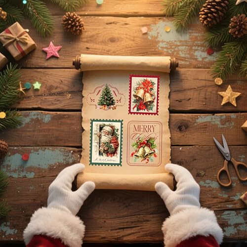 PLIGREAT 3 Sheets Christmas Holiday Stamp Design Rub on Transfer Stickers for Crafts Santa Reindeer Tree Waterproof UV Rub on Decals for Furniture Cabinet Dressers Ceramic Scrapbooking Transfer Paper - style: Christmas Stamps