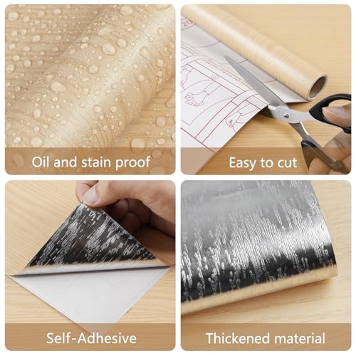 Wood Grain Contact Paper Wooden Peel and Stick Wallpaper 15.7"x472" - color: Light, size: 15.7" x 472"