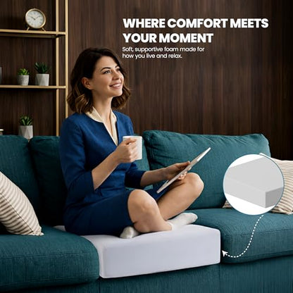Custom Cut Foam Cushion Insert, High Density Upholstery Foam Cut to Size for Couch, Sofa, Chair & Bench, CertiPUR-US Polyurethane Padding, Firm Support Replacement, Made in USA - style: L - Shape