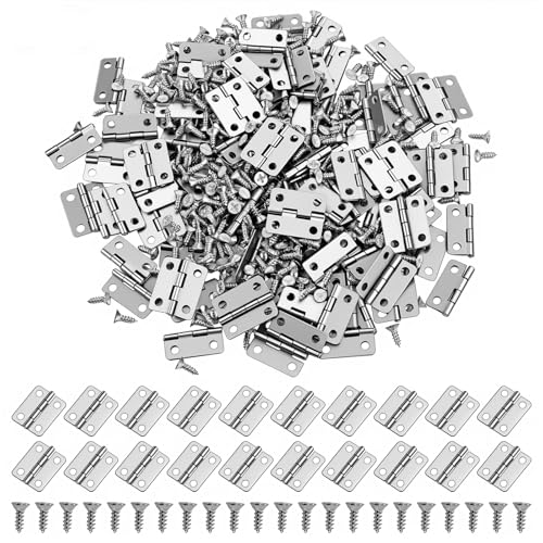 100 Pcs 0.7"x0.51" Mini Metal Hinges Hardware (Silver)
