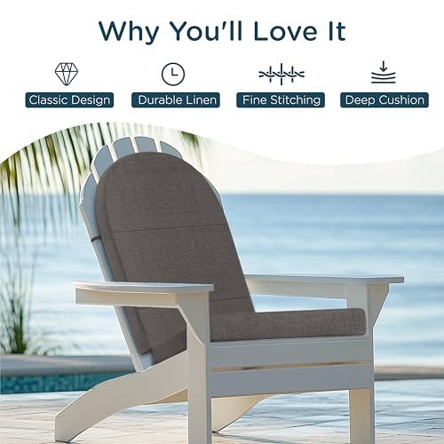 Codi Large Rocking Chair Cushion for Adirondack Chairs, Grey, 1 Pack - color: Grey, size: 20"x20"/20"x28" - Jumbo 1PK