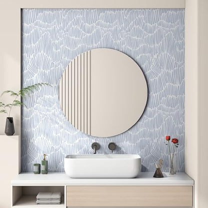 Theper Blue Contact Paper Modern Peel and Stick Wallpaper 17.3"×590" - color: Blue, size: 17.3" x 590"