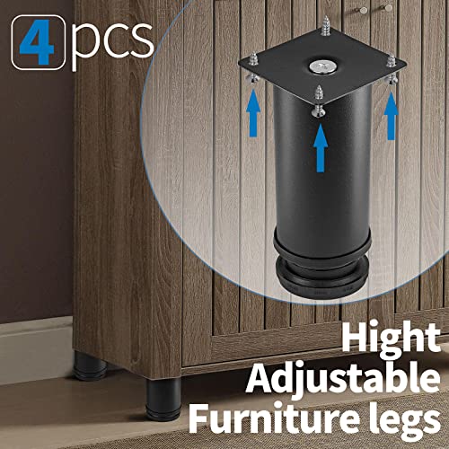 Stainless Steel Adjustable Furniture Legs 5 Inch - Black - 4pcs - color: Black, size: 5"