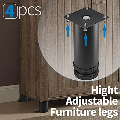 Stainless Steel Adjustable Furniture Legs 5 Inch - Black - 4pcs - color: Black, size: 5"
