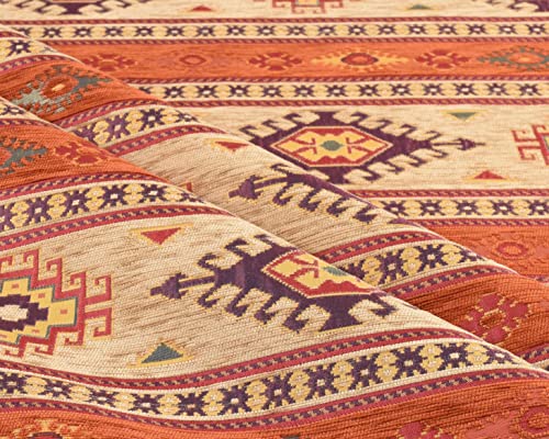 Kilim Pattern Upholstery Fabric Kilim Bohemian Boho Tapestry Tribal Southwestern Turkish Persian Moroccan Mexican Ethnic Fabric by The Yard Meter (5 Yards (55" x 180")) - size: 5 Yards (55" x 180")