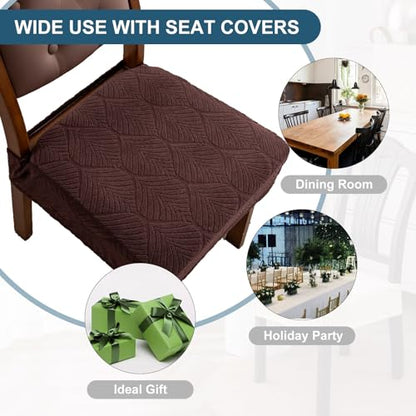 Waterproof Stretch Dining Chair Seat Covers, Set of 6 Chocolate - color: Chocolate, size: 16-20in-Rear-gapped