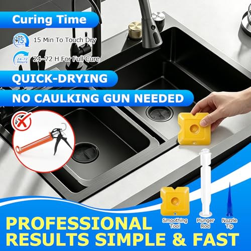 RTV Silicone Sealant Adhesive, 100% Silicone Waterproof Caulk Strength Adhesive for Car Windshield, Window, Bathroom & Kitchen Shrink & Crack Proof (Black, 40g/1.4oz)