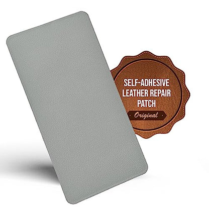 Premium Self Adhesive Leather Patch for Couch, Car Seat – Light Gray 8×4in - color: I Light Gray Leather, size: 8in x 4in