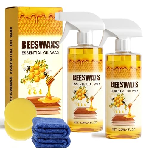 2PACK Beeswax Wood Polish, Bees Wax Furniture Polish and Cleaner, Beeswax Spray for Furniture & Floors, Wood Polish Cleaner, Restores Shine, Multi-Purpose Natural Beeswaxs Essential Oil Wax - color: 2 PACK