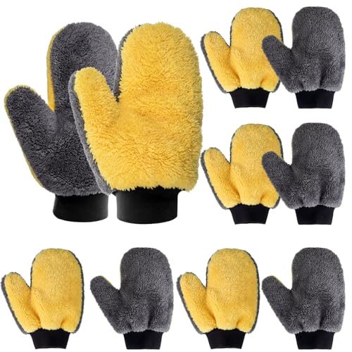 Paint Mitt Stain Gloves Reusable Microfiber - color: Gray,yellow
