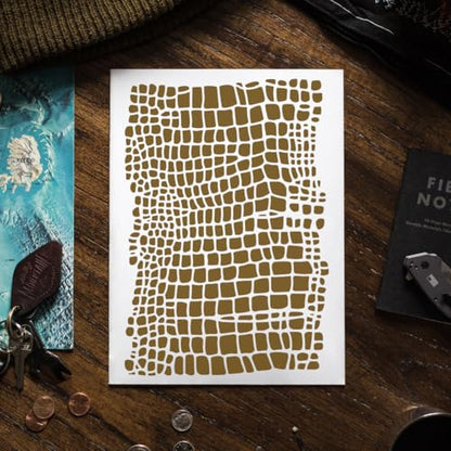 FINGERINSPIRE Crocodile Alligator Skin Painting Stencil 8.3x11.7 inch with Paint Brush Reusable Skin Pattern Drawing Template Irregular Skin Stencil Animal Theme Template for Painting on Wood Fabric - color: Crocodile Alligator Skin