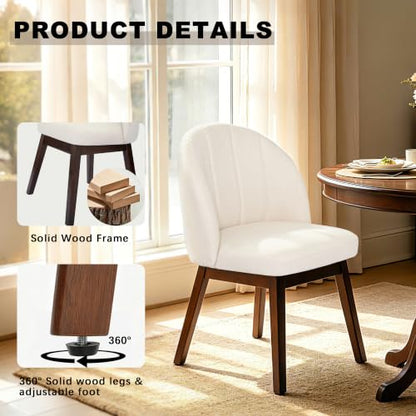 FREKEN Wooden Dining Chairs Set of 4, Modern Fabric Upholstered Dining Room Chair, Kitchen Side Chairs, Farmhouse Armless Dinner Chair for Kitchen, Beige - color: Beige, size: Set of 4