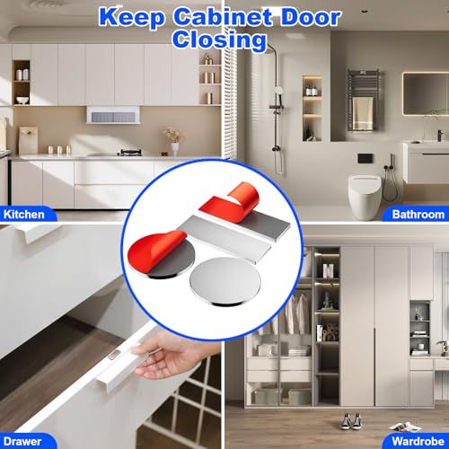 8 Pack Magnetic Cabinet Door Catch (4 Rectangle & 4 Round)