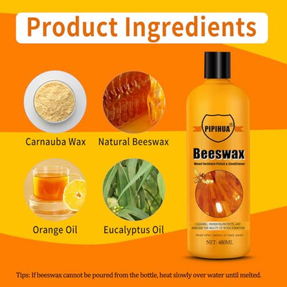 PIPIHUA Beeswax Polish and Conditioner for Wood Furniture - 16.23oz, 2 Pack - size: 16.23 Ounce (Pack of 2)