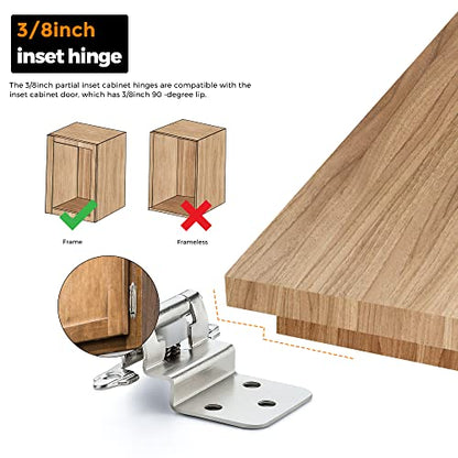 Ravinte 3/8" Inset Polished Chrome Cabinet Hinges 10 Pack (5 Pairs) - color: Polished Chrome